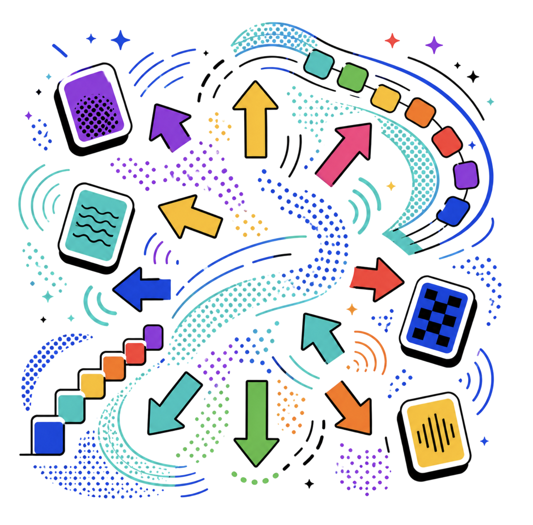 Official First Songs artwork with colourful Arrownotes and music devices
